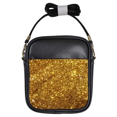 Gold Glitters Metallic Finish Party Texture Background Faux Shine Pattern Girls Sling Bag by genx