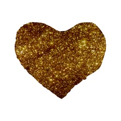 Gold Glitters Metallic Finish Party Texture Background Faux Shine Pattern Standard 16  Premium Flano Heart Shape Cushions by genx