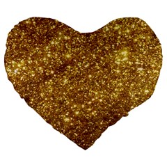 Gold Glitters Metallic Finish Party Texture Background Faux Shine Pattern Large 19  Premium Flano Heart Shape Cushions by genx