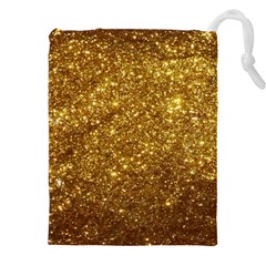 Gold Glitters Metallic Finish Party Texture Background Faux Shine Pattern Drawstring Pouch (4xl) by genx