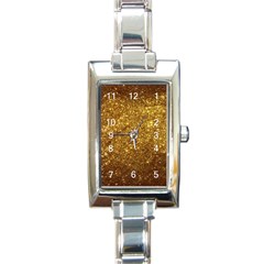 Gold Glitters Metallic Finish Party Texture Background Faux Shine Pattern Rectangle Italian Charm Watch by genx