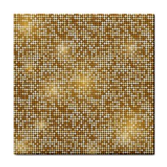 Retro Gold Glitters Golden Disco Ball Optical Illusion Tile Coaster by genx