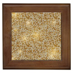 Retro Gold Glitters Golden Disco Ball Optical Illusion Framed Tile by genx