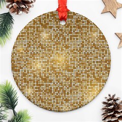 Retro Gold Glitters Golden Disco Ball Optical Illusion Ornament (round) by genx