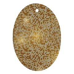 Retro Gold Glitters Golden Disco Ball Optical Illusion Ornament (oval) by genx