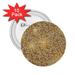 Retro Gold Glitters Golden Disco Ball Optical Illusion 2 25  Buttons (10 Pack)  by genx