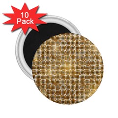 Retro Gold Glitters Golden Disco Ball Optical Illusion 2 25  Magnets (10 Pack)  by genx