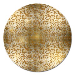 Retro Gold Glitters Golden Disco Ball Optical Illusion Magnet 5  (round) by genx