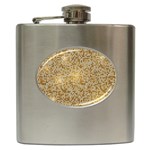 Retro Gold Glitters Golden Disco Ball optical illusion Hip Flask (6 oz) Front