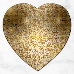 Retro Gold Glitters Golden Disco Ball Optical Illusion Jigsaw Puzzle (heart) by genx