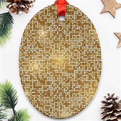 Retro Gold Glitters Golden Disco Ball Optical Illusion Oval Ornament (two Sides) by genx