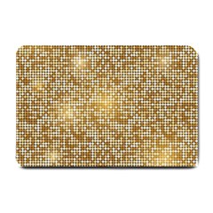 Retro Gold Glitters Golden Disco Ball Optical Illusion Small Doormat  by genx