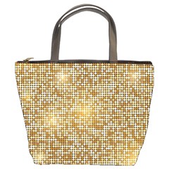 Retro Gold Glitters Golden Disco Ball Optical Illusion Bucket Bag by genx