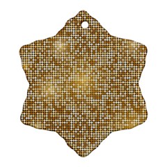 Retro Gold Glitters Golden Disco Ball Optical Illusion Snowflake Ornament (two Sides) by genx