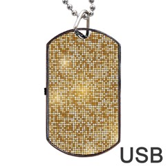 Retro Gold Glitters Golden Disco Ball Optical Illusion Dog Tag Usb Flash (one Side) by genx