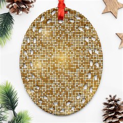 Retro Gold Glitters Golden Disco Ball Optical Illusion Ornament (oval Filigree) by genx