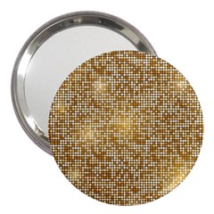 Retro Gold Glitters Golden Disco Ball Optical Illusion 3  Handbag Mirrors by genx