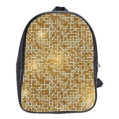 Retro Gold Glitters Golden Disco Ball Optical Illusion School Bag (xl) by genx