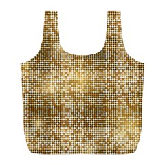 Retro Gold Glitters Golden Disco Ball Optical Illusion Full Print Recycle Bag (l) by genx