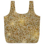 Retro Gold Glitters Golden Disco Ball optical illusion Full Print Recycle Bag (XL) Front