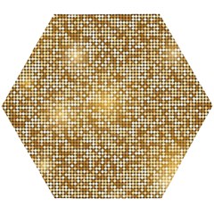 Retro Gold Glitters Golden Disco Ball Optical Illusion Wooden Puzzle Hexagon by genx