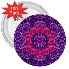 Flowers And Purple Suprise To Love And Enjoy 3  Buttons (100 Pack)  by pepitasart