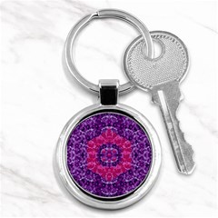 Flowers And Purple Suprise To Love And Enjoy Key Chain (round) by pepitasart