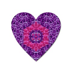 Flowers And Purple Suprise To Love And Enjoy Heart Magnet by pepitasart