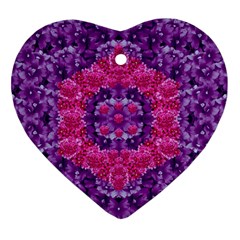 Flowers And Purple Suprise To Love And Enjoy Heart Ornament (two Sides) by pepitasart