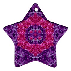 Flowers And Purple Suprise To Love And Enjoy Star Ornament (two Sides) by pepitasart