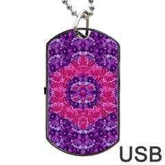 Flowers And Purple Suprise To Love And Enjoy Dog Tag Usb Flash (one Side) by pepitasart