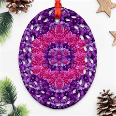 Flowers And Purple Suprise To Love And Enjoy Ornament (oval Filigree) by pepitasart