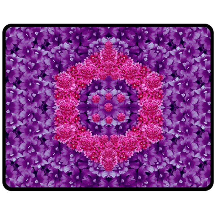 Flowers And Purple Suprise To Love And Enjoy Double Sided Fleece Blanket (Medium) 