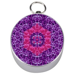 Flowers And Purple Suprise To Love And Enjoy Silver Compasses by pepitasart