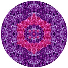 Flowers And Purple Suprise To Love And Enjoy Wooden Puzzle Round