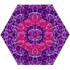 Flowers And Purple Suprise To Love And Enjoy Wooden Puzzle Hexagon by pepitasart