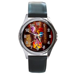 Cute Little Harlequin Round Metal Watch