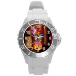 Cute Little Harlequin Round Plastic Sport Watch (L) Front