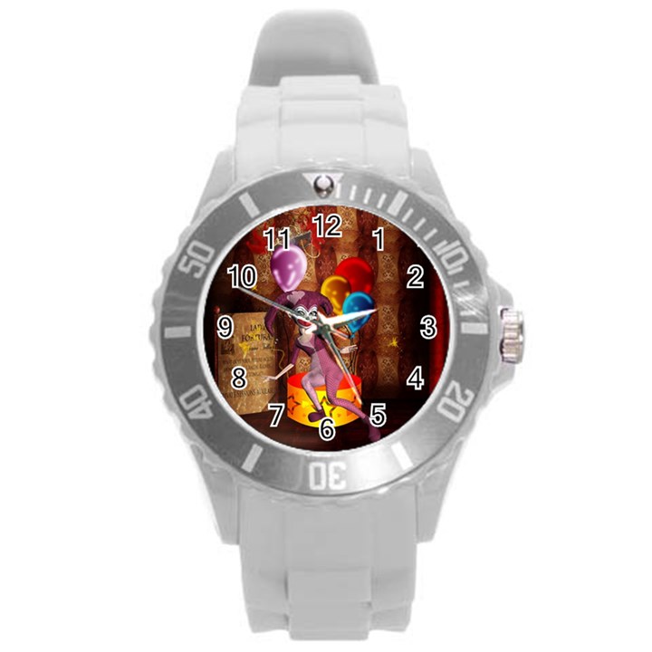 Cute Little Harlequin Round Plastic Sport Watch (L)