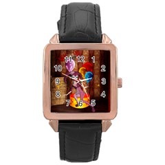 Cute Little Harlequin Rose Gold Leather Watch  by FantasyWorld7