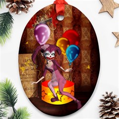 Cute Little Harlequin Oval Ornament (two Sides) by FantasyWorld7