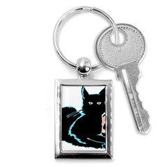 Black Cat & Halloween Skull Key Chain (rectangle) by gothicandhalloweenstore