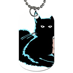 Black Cat & Halloween Skull Dog Tag (one Side) by gothicandhalloweenstore