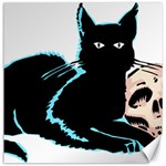 Black Cat & Halloween Skull Canvas 12  x 12  11.4 x11.56  Canvas - 1