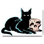 Black Cat & Halloween Skull Large Doormat  30 x20  Door Mat