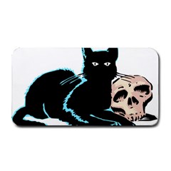 Black Cat & Halloween Skull Medium Bar Mats by gothicandhalloweenstore