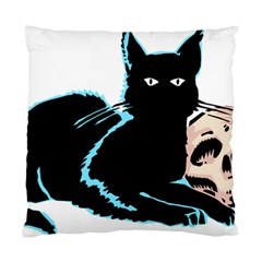 Black Cat & Halloween Skull Standard Cushion Case (two Sides) by gothicandhalloweenstore