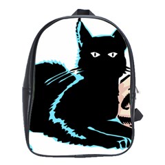 Black Cat & Halloween Skull School Bag (large) by gothicandhalloweenstore