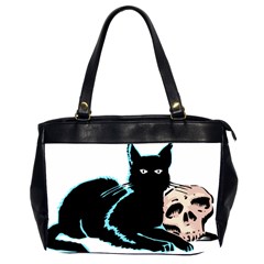 Black Cat & Halloween Skull Oversize Office Handbag (2 Sides)