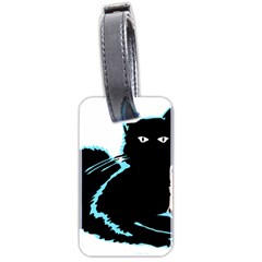 Black Cat & Halloween Skull Luggage Tag (two Sides) by gothicandhalloweenstore